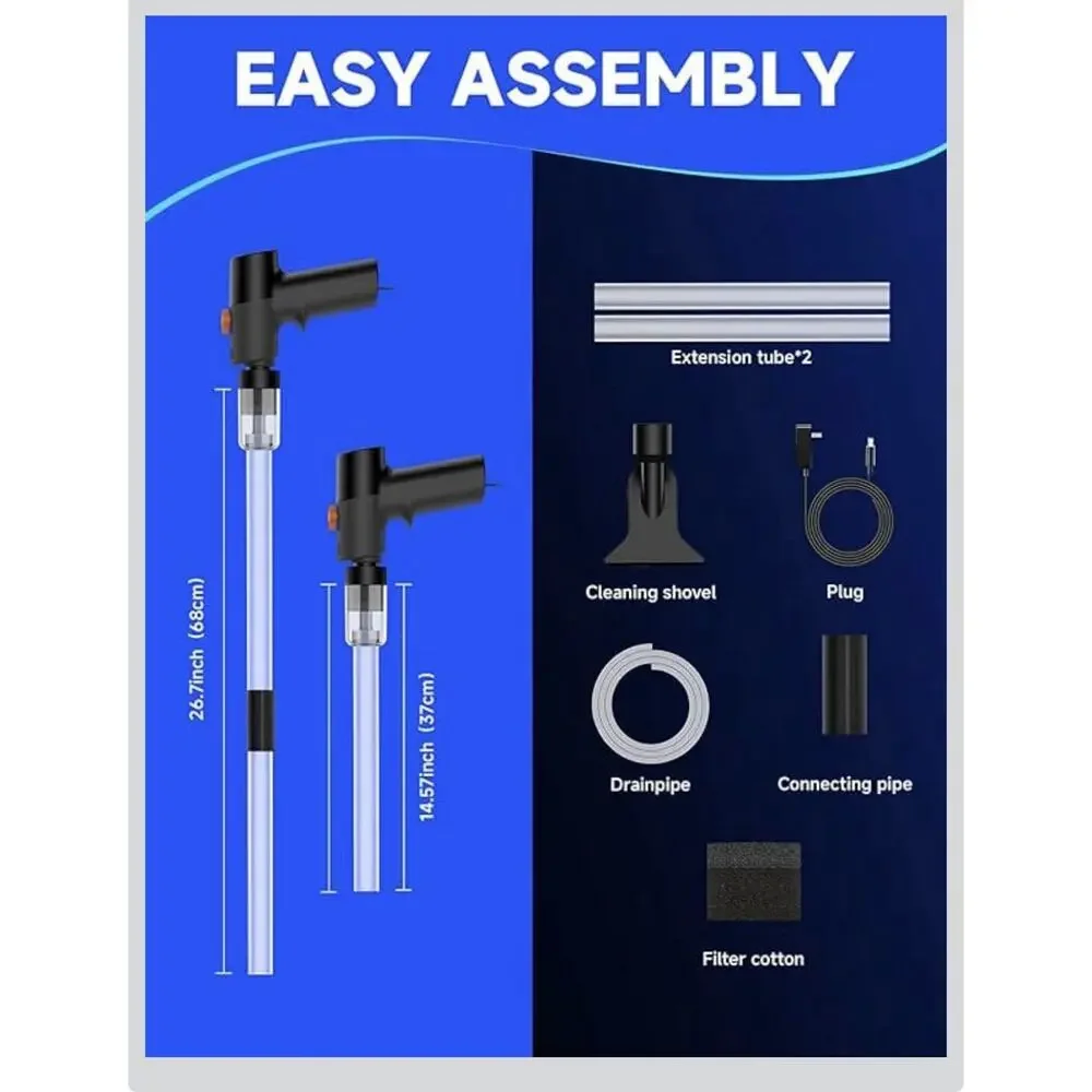 VIPASKA Electric Aquarium Gravel Cleaner 3-Mode Water Changer 6-in-1 Kit
